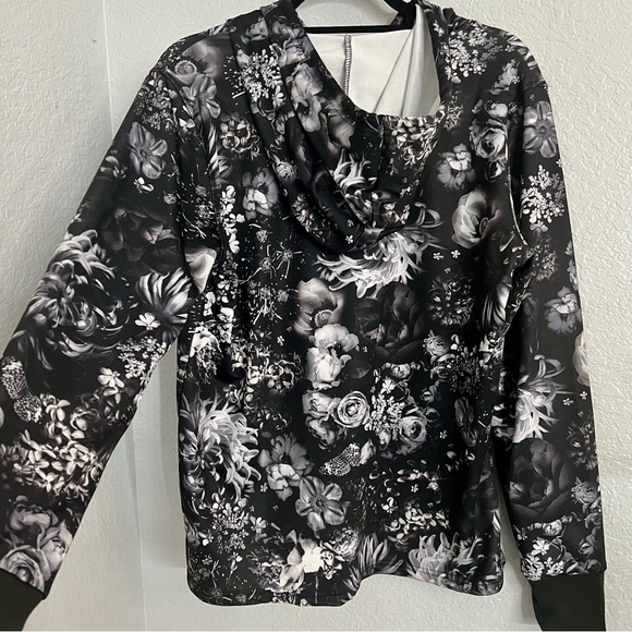 Bebe Sport Black Floral Hoodie with Abstract Print - Picture 9 of 15